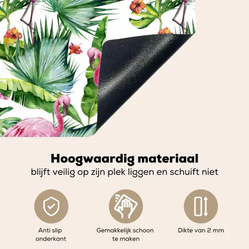 Inductie beschermer - Bladeren - Flamingo - Jungle - Inductiemat Inductie beschemer met haakjes klein -ky-onderkant-nl