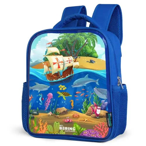 Zeilschip op de oceaan Kinderrugzak - Blauw middel -schuin