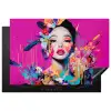 Vrouw - Portret - Abstract - Paars Inductie beschermer vinyl 3mm klein -3d