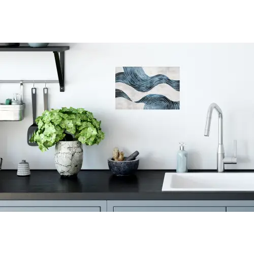 Lijnen - Golven - Abstract - Blauw Muursticker klein -keuken