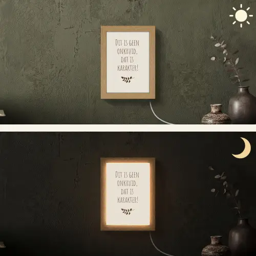 Bruin - Minimalistisch - Quote - Zomer Light Box met kabel (Wandlamp) klein -sfeer3