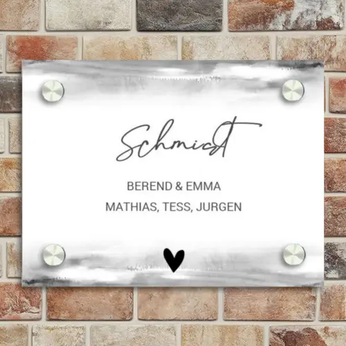 Aquarel - Zwart wit - Sierlijk Naambord Rechthoek middel -sfeer3
