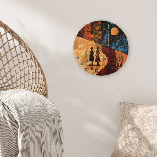 Silhouetten - Abstract - Zon - Maan Wandcirkel kunststof plaat 5mm dik klein -sfeer5