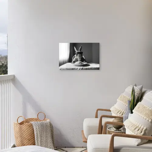 Konijn - Bunny - Zonnebril - Tafelkleed - Pasta - Schattig Tuinposter op houten frame 2 cm dik klein -sfeer1