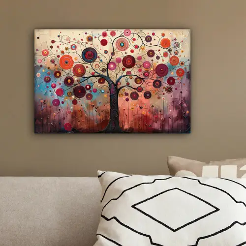Levensboom - Bloemen - Roze - Hippie - Kunst canvas 2cm klein -sfeer3