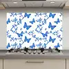 Vlinder - Bloemen - Blauw keuken achterwand spatscherm klein 900 -3d_website