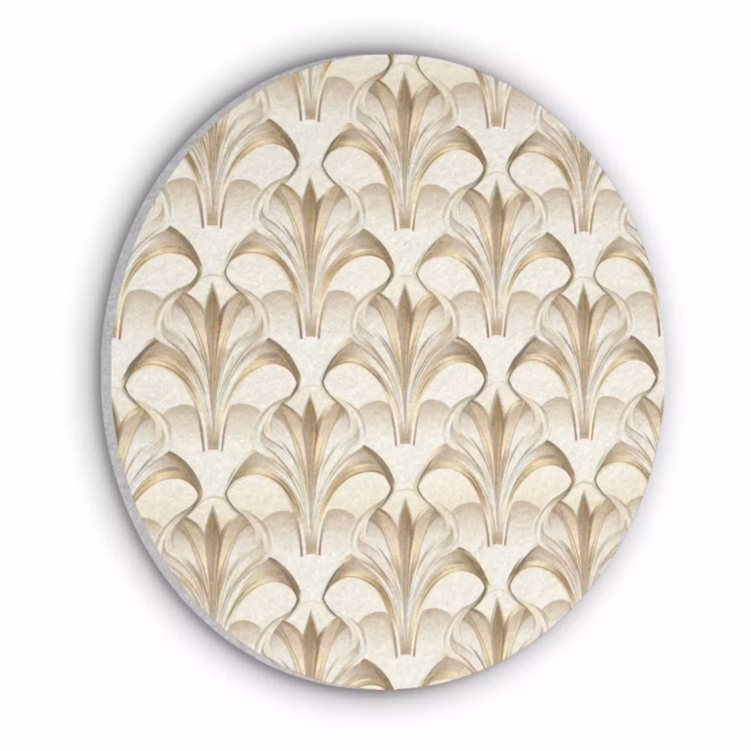 Ornament - Barok - Goud Akoestische PET Vilt - Rond klein 838 -3d