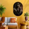Ijsbeer - Hoed - Bril - Stoel Wandcirkel Ovaal Glas middel -sfeer4