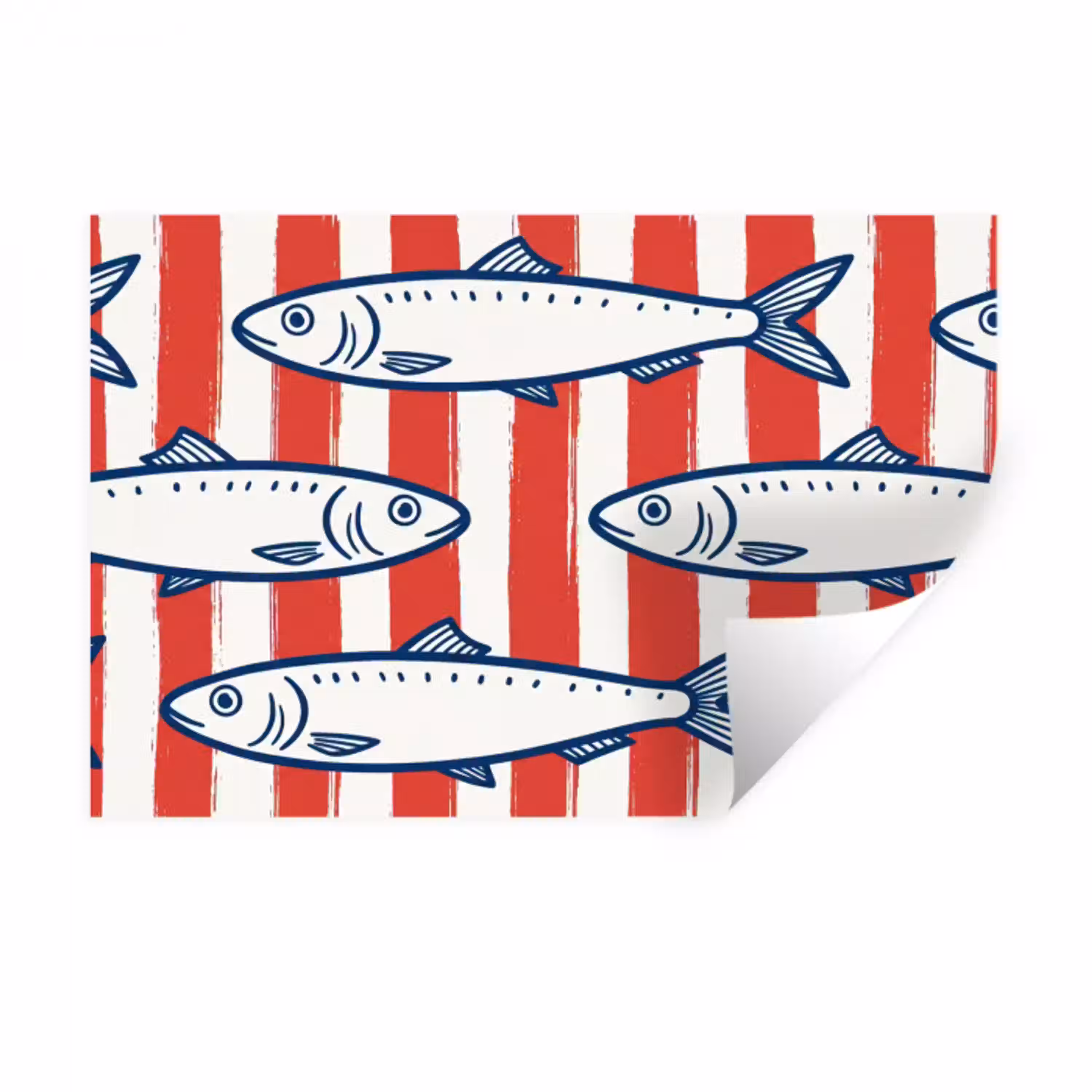 Vis - Patroon - Strepen - Illustratie - Rood Muursticker klein -3d