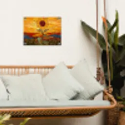 Zonnebloem - Mozaïek - Zonsondergang - Geel tuinposter los doek klein -sfeer7