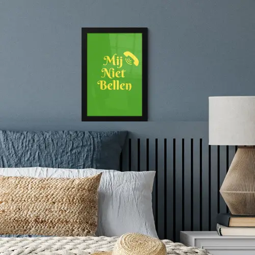 Mij niet bellen - Telefoon - Groen fotolijst zwart zonder passe partout klein -sfeer3