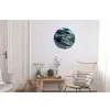 Marmer - Goud - Blauw - Glitter - Marmerlook - Abstract Wandcirkel aluminium klein -woonkamer