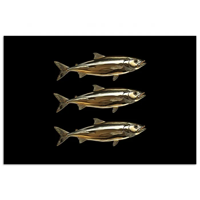 Vissen - Goud - Zwart poster papier klein -3d