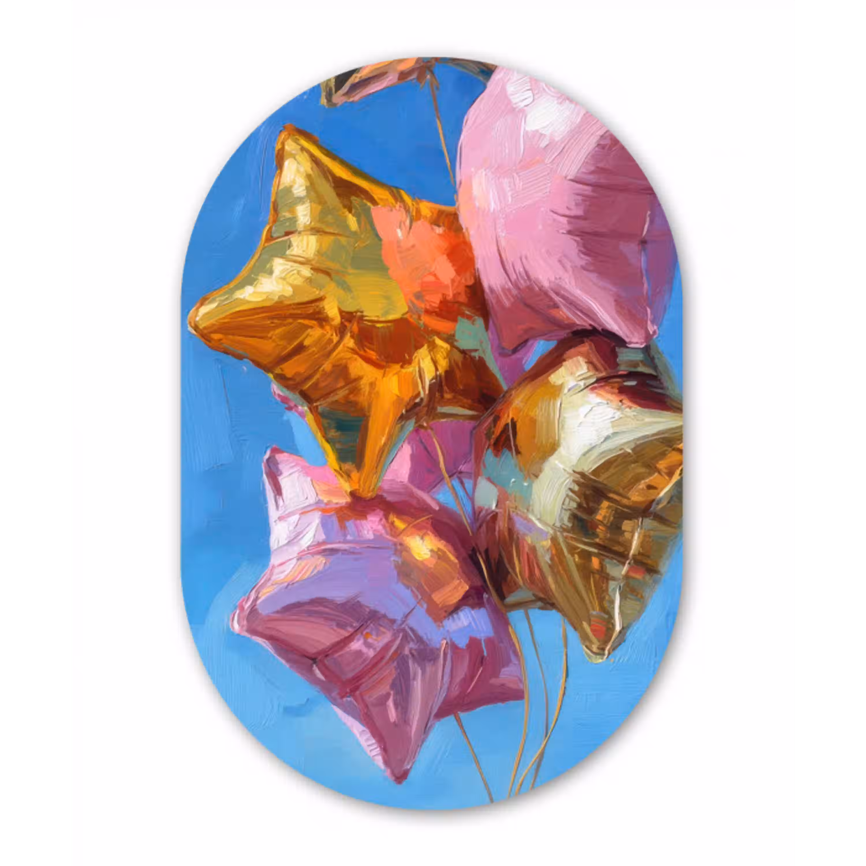 Ballonnen - Goud - Stervorm - Roze Wandcirkel Ovaal Aluminium middel -3d