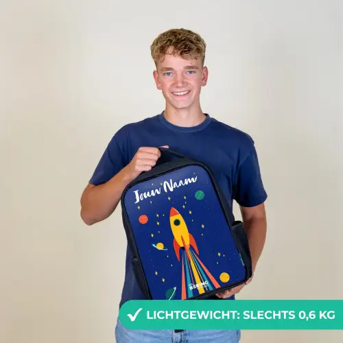 Raket - Sterren - Planeet - Ruimte Rugzak - Zwart middel -sfeer7_NL