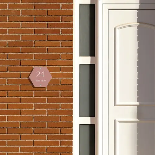 Effen oudroze - Klassiek Naambord Hexagon klein -sfeer3-hexagon-XS