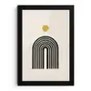 Minimalistisch - Zwarte boog - Gouden cirkel fotolijst zwart zonder passe partout klein -3d