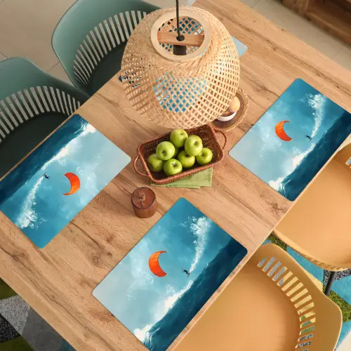 Kitesurfer - Oranje - Zee - Lucht Placemat vinyl groot -zzsfeer5_Kitchenyeah-website