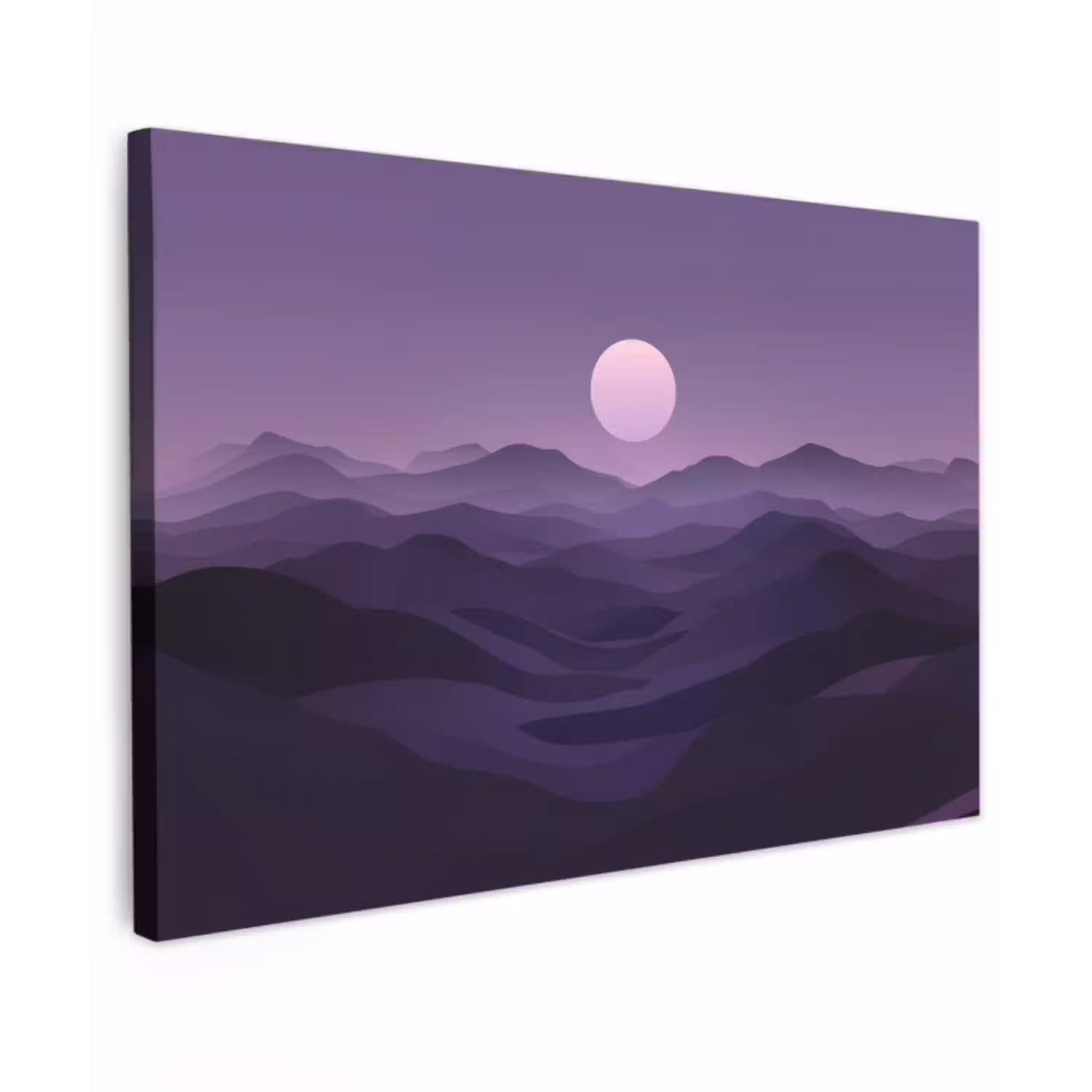 Heuvels - Paars - Mist - Zon canvas 2cm klein -z3d
