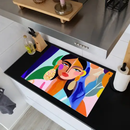 Portret - Vrouw - Modern Inductie beschemer met haakjes klein -sfeer1
