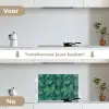 Blauw - Palmbladeren - Afsnijding keuken achterwand spatscherm klein 900 -voor_na_NL