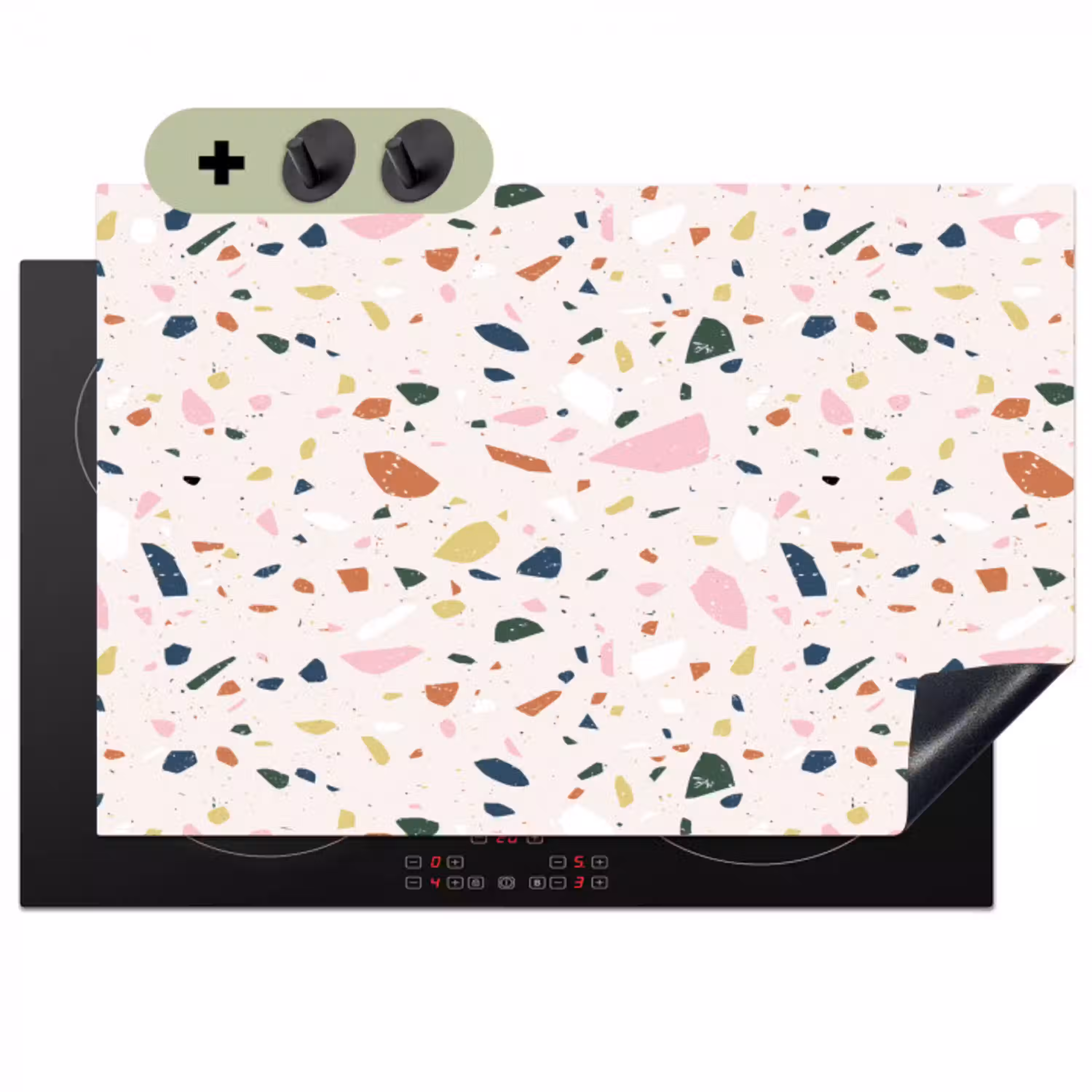 Terrazzo - Patroon - Kleurrijk Inductie beschemer met haakjes klein 777 -3d
