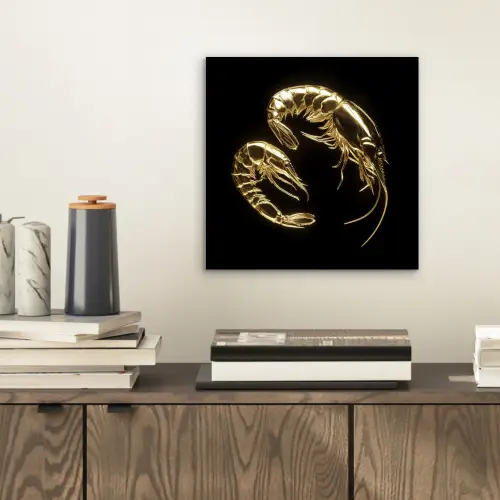 Garnalen - Zwart - Goud - Dieren aluminium wit klein -sfeer1