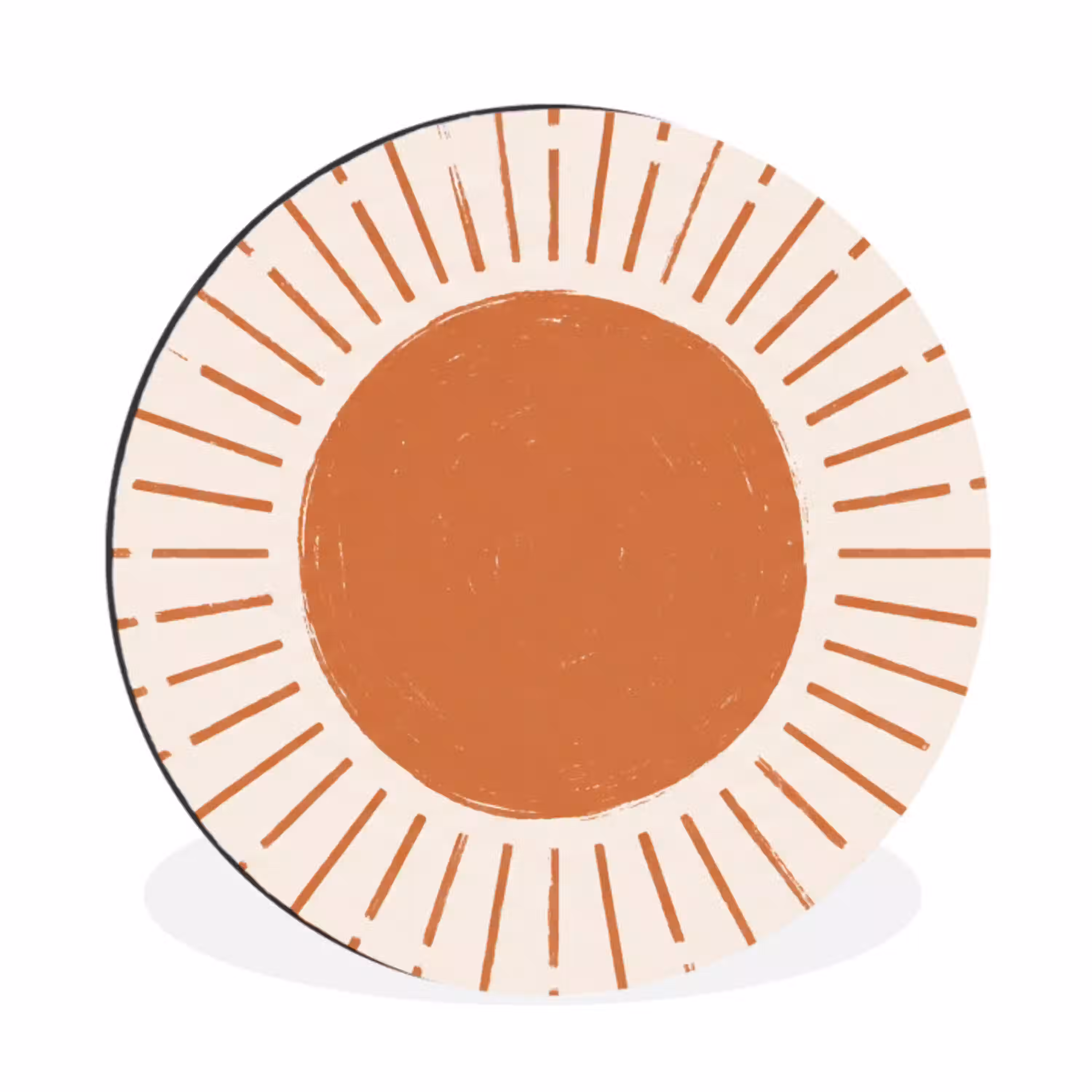 Zon - Stralen - Abstract - Terracotta - Modern Wandcirkel aluminium klein -3d