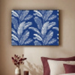 Blad - Palm - Blauw Textielframe zwart klein 947 -sfeer1