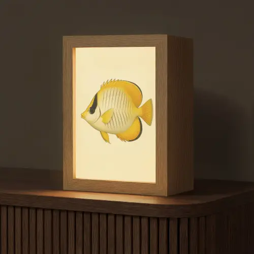 Ovaal - Vis - Geel - Schubben Light Box met kabel (Tafellamp) klein -z3d_website