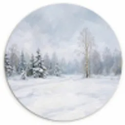 Bospad - Dennen - Sneeuw - Winter - Rustgevend Wandcirkel kunststof plaat 5mm dik klein -3d