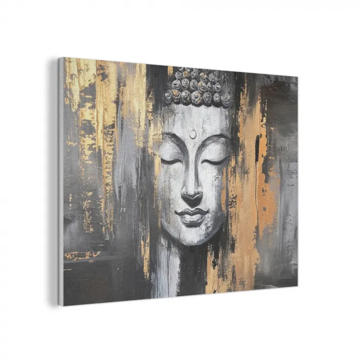 Boedhha - Penseelstreken - Goud - Abstract PET vilt klein -3d