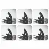 Silhouet - Vrouw - Surfplank - Water onderzetter kurk middel -3d