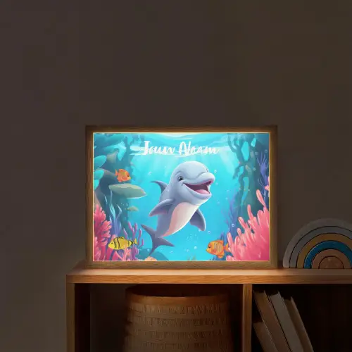 Dolfijn - Zeedieren - Onderwater - Kinderen - Meisjes Light Box met batterij (Wandlamp kind) middel -sfeer1_kind