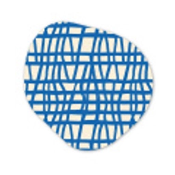 Ruitpatroon - Blauw - Crème Wandcirkel Organisch Aluminium middel 851 -3d