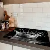Water - Zwart - Abstract Inductie beschermer vinyl 3mm klein -sfeer3