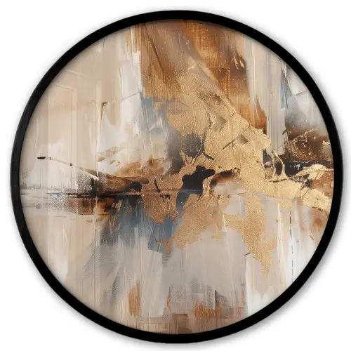 Modern - Bruin - Abstract - Beige Fotolijst rond zonder passe partout klein -3d