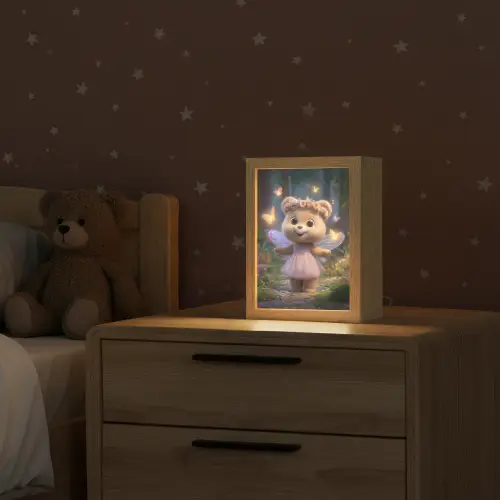 Teddybeer - Bloemenkrans - Vlinders - Elfenvleugels Light Box met kabel klein -sfeer1_kind