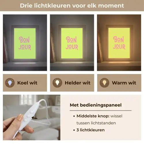 Groen - Roze bonjour - art-deco Light Box met kabel (Tafellamp) klein -USP_lichtkleurNL
