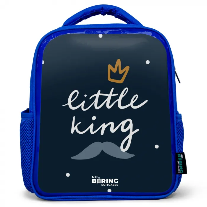 Little king met stippen Kinderrugzak - Blauw middel -3d