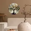 Boom - Abstract - Beige - Goud - Zwart Wandcirkel behangsticker klein -sfeer1