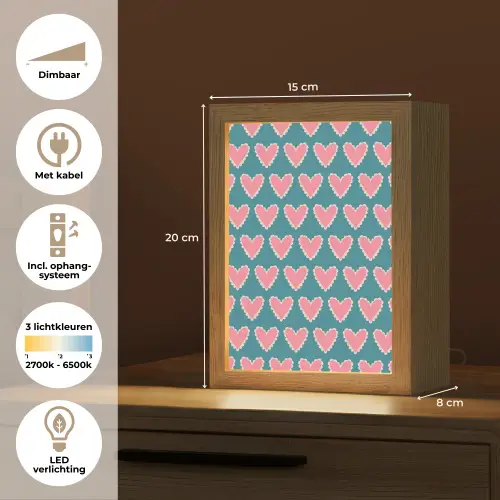 Retro - Hartjes - Patroon Light Box met kabel (Tafellamp) klein 925 -USP_NL