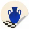 Vaas - Blauw - Geblokt - Modern Wandcirkel behangsticker klein -3d