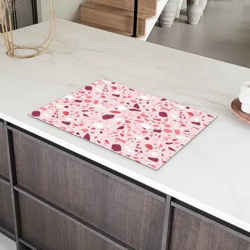 Terrazzo - Patroon - Roze Inductie beschermer vinyl 3mm klein 276 -sfeer8