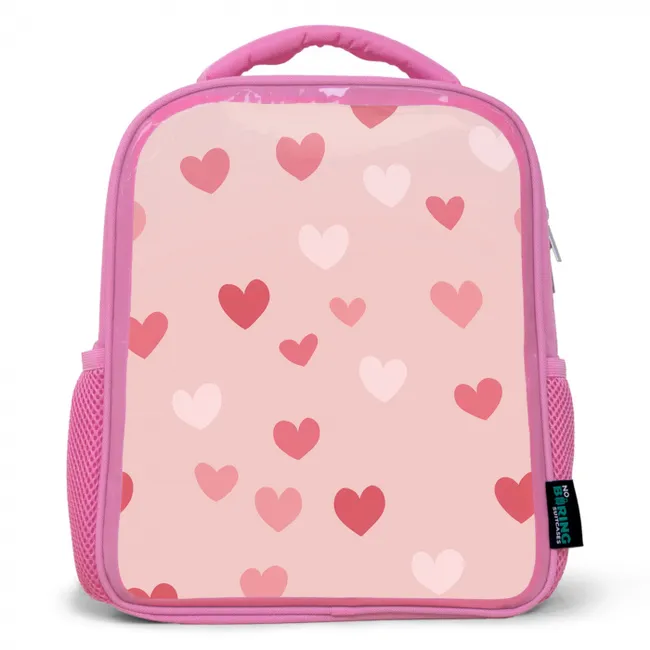 Hartjes - Patroon - Roze - Eenvoudig Kinderrugzak - Roze middel -3d
