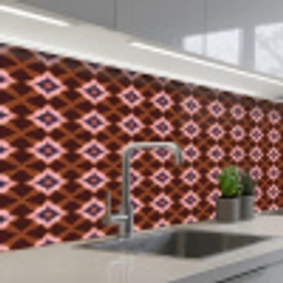 Geometrisch - Sierlijk - Bruin keuken achterwand 2 middel 871 -3d_schuin