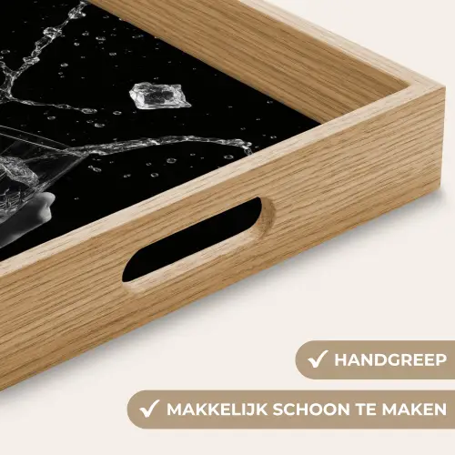 Whiskyglazen - Ijs - Spetters - Zwart Dienblad Rechthoek middel -USP_HandgreepNL