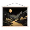 Gouden rivier - Bergen - Maan - Sterrenhemel textielposter latten blank klein -3d