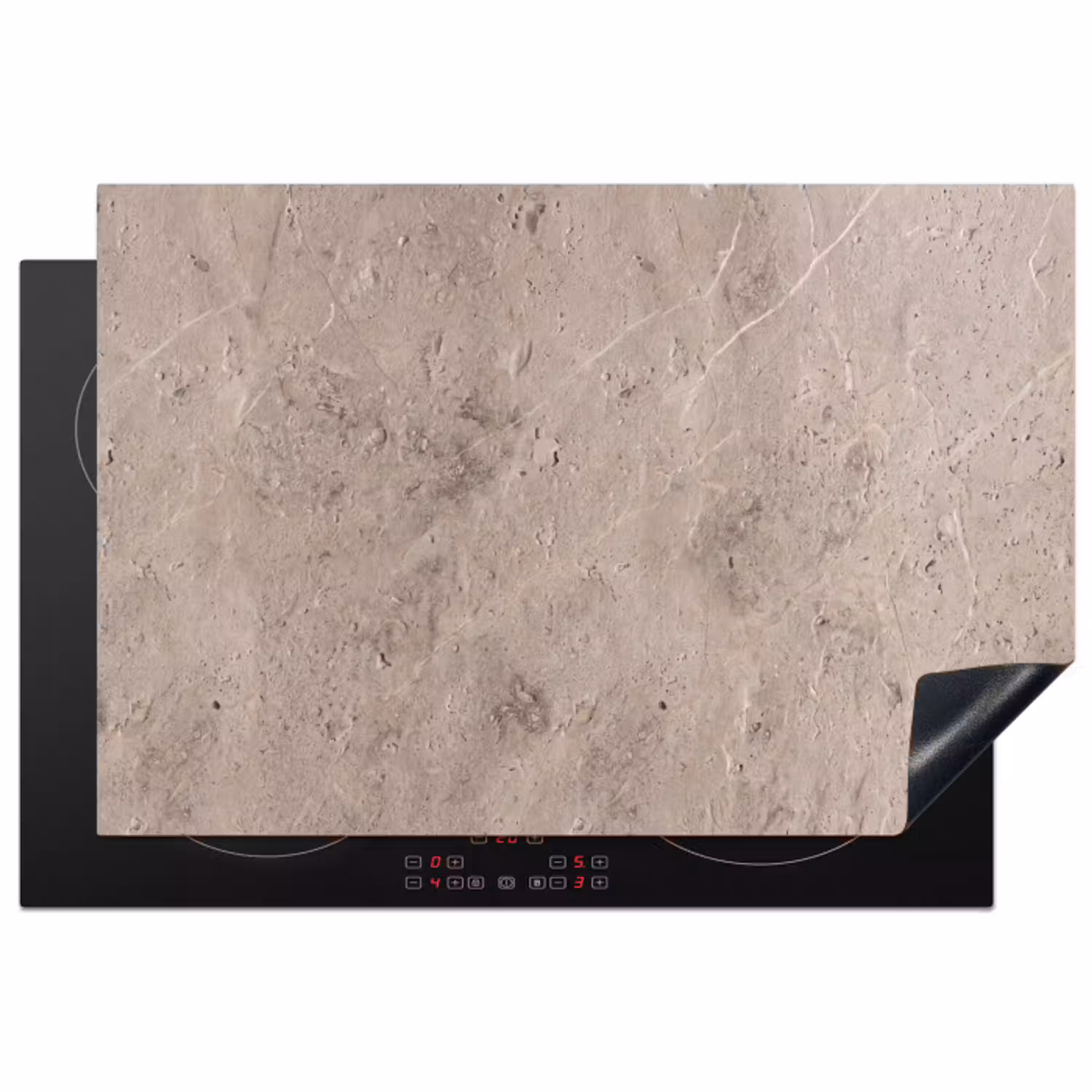 Textuur - Steen - Patroon - Rustiek - Beige Inductie beschermer vinyl 3mm klein -3d