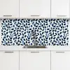Grafisch - Bladmotief - Diepblauw keuken achterwand 2 middel 871 -3d